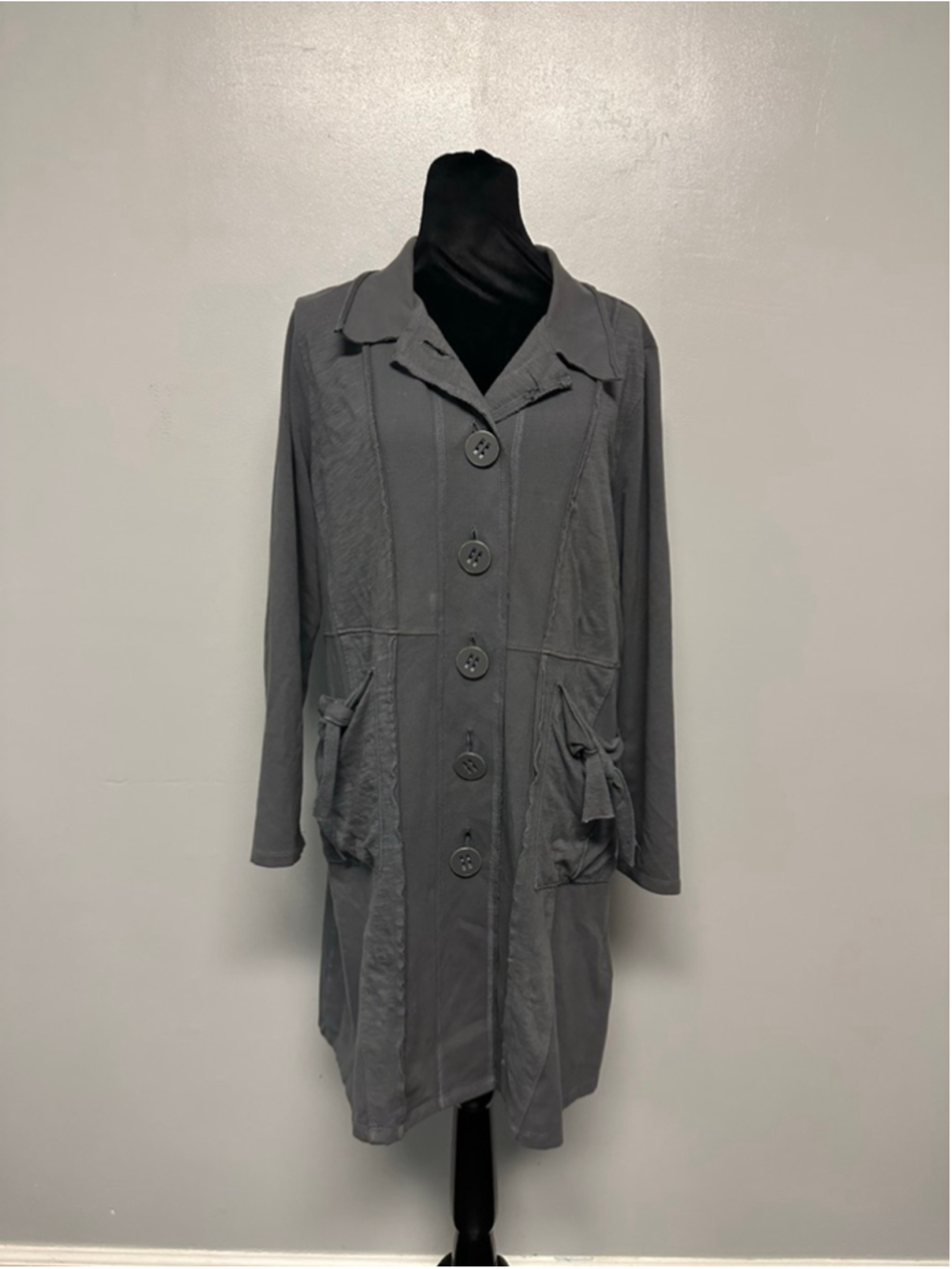 Habitat Gray Long Sleeve Button Front Trench Coat Women’s Size Medium